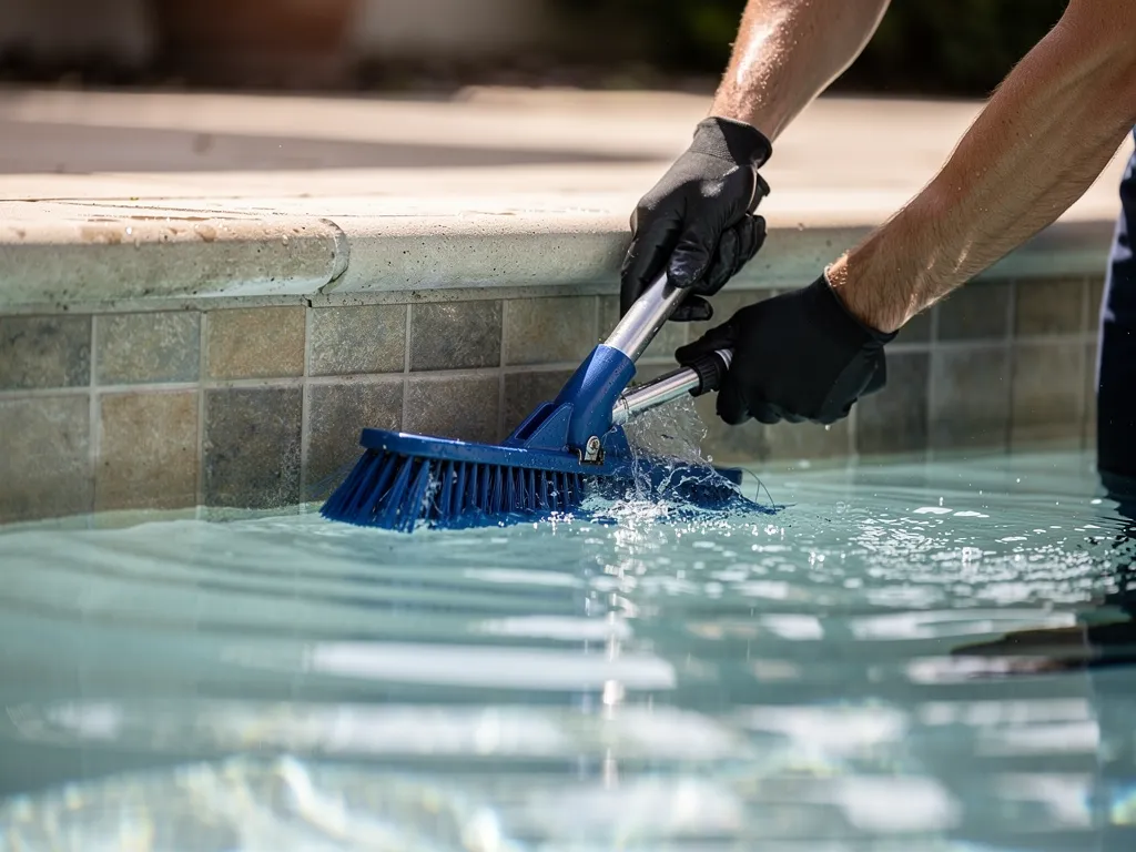 Pool Brush and Wall Cleaning carried out by PureWater Pool Cleaning Service Houston